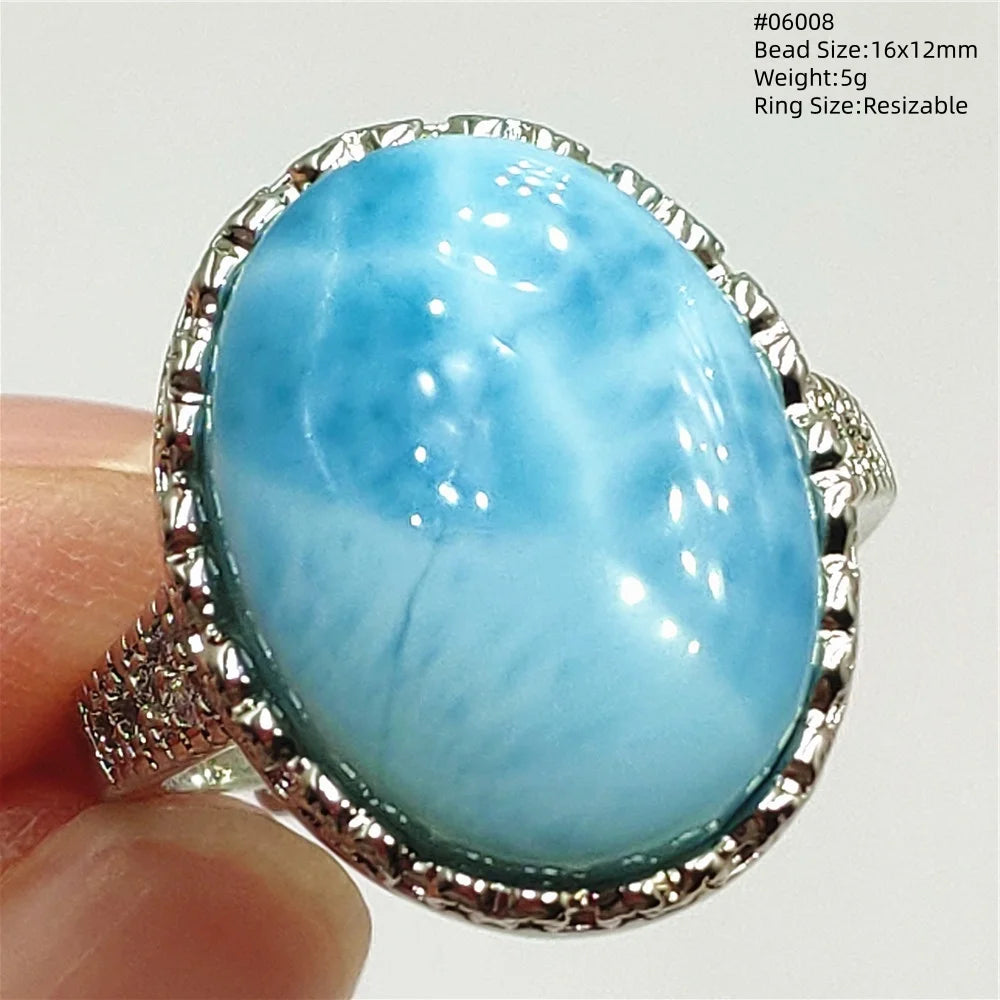 Anello regolabile in argento 925 con larimar