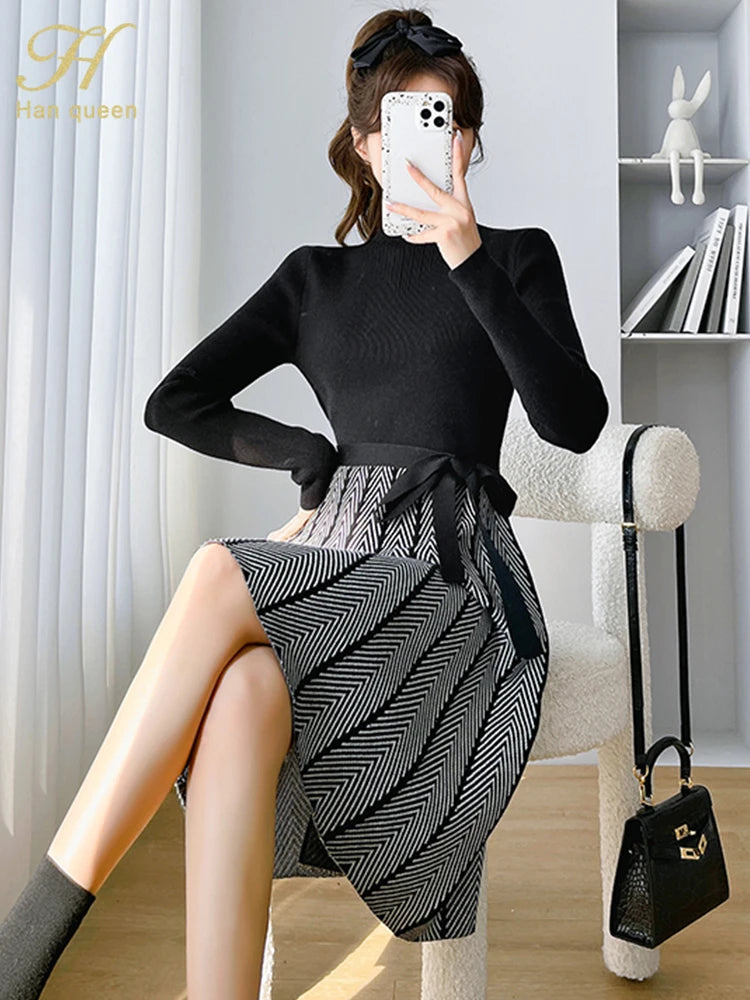 Abito in maglia donna a collo alto e maniche lunghe — immagine 3