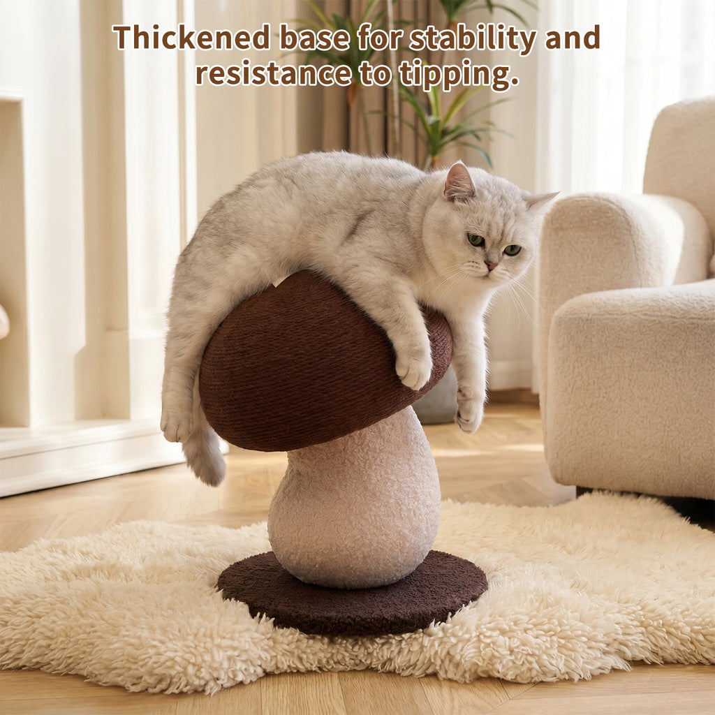 Griffoir pour chat en forme de champignon en corde de sisal, poteau d’escalade durable et jouet pour chats d’intérieur, poteau à griffer sans perte de fibres