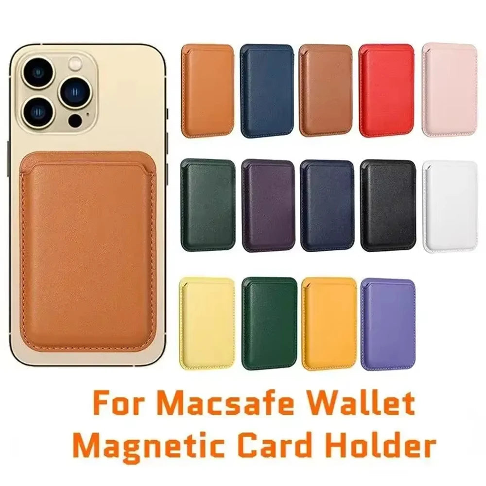 Magnetic Card Holder Leather PU Card Sleeve ID Card Holder Mobile Phone Back Sticker Bag For Magsafe iPhone 17 Card Holder Cover