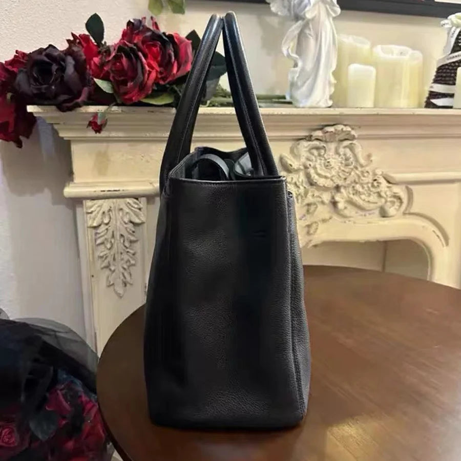Black Briefcase Bags For Women Luxury Designer Handbag Purses 2026 New In Vintage Simple Large Capacity Commuting Tote Shoulder