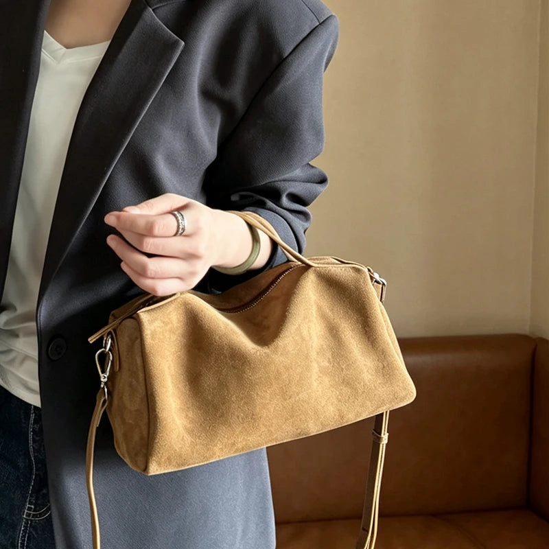 Suede Cowhide Leather Women Handbags Luxury Brand Design Woman Messenger Shoulder Bags Soft Genuine Leather Crossbody Bags Lady