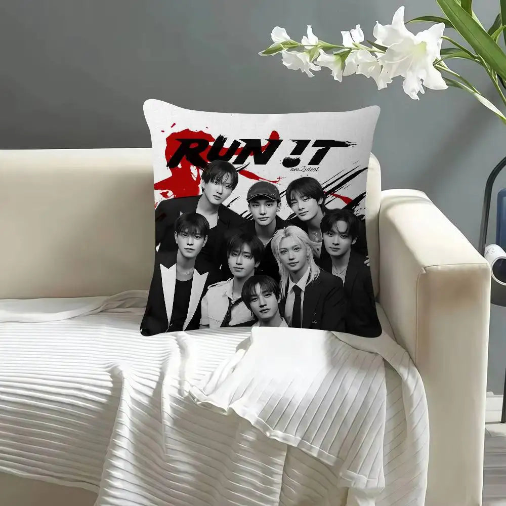 KPOP Stray Kids Cute Cartoon Two-dimensional Pillowcase Bedroom Sofa Cushion Cover Nap Pillow Cover