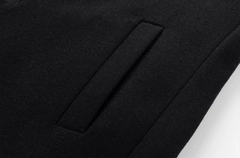 Men's Wool Trench Coats for Fall and Winter; Warm, Business-casual Long Jackets Available in Gray, Blue, and Black. 2027 New
