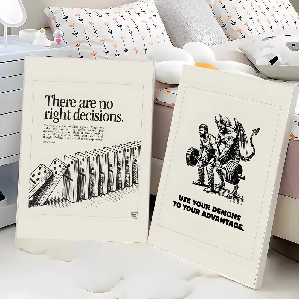 Wandposter mit Lebensmotto und Zitaten, HD-Kunst, selbstklebend, wasserfest, für Wohnzimmer, Schlafzimmer, Bar und ästhetische Inneneinrichtung
