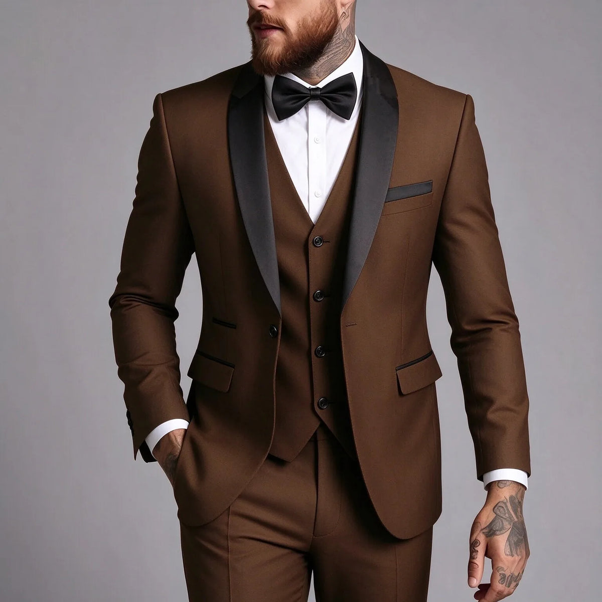 Men's 3 Piece Slim Fit Suit Set One Button Blazer Jacket Pants Tuxedo Set for Prom, Wedding and Business