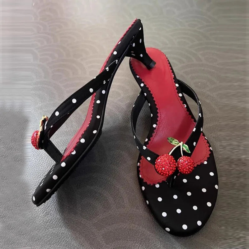 Infradito donna Liyke a pois con ciliegie luminose