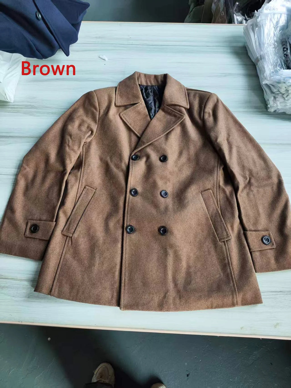 Eur Sizes Male Casual Business Jacket Autumn and Winter High-end Double-breasted Men's Woolen 40% Wool Coat Warm Trench Coat