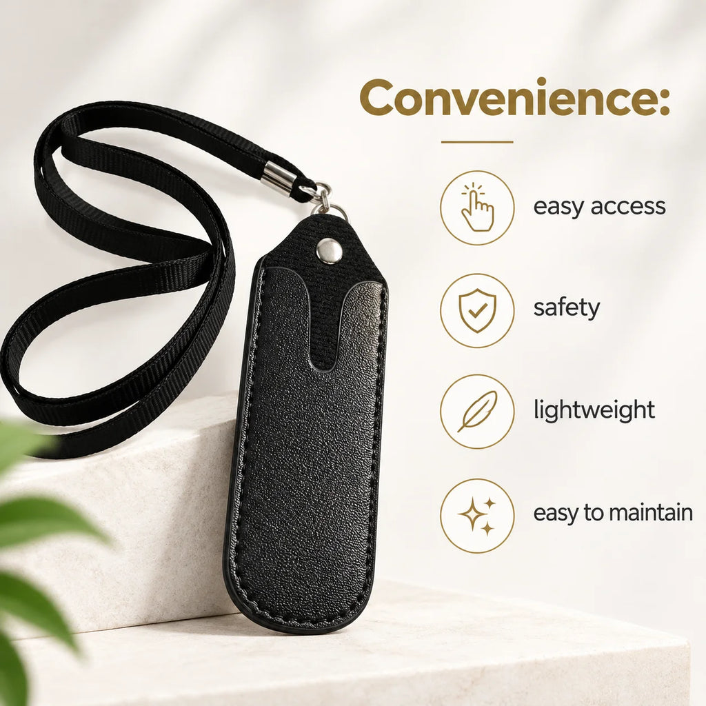 Faux Leather Pouch Holder Neck Strap Lanyard Vape Carry Case Electronic Cigarette Holder Compact Lightweight and Stylish Slim