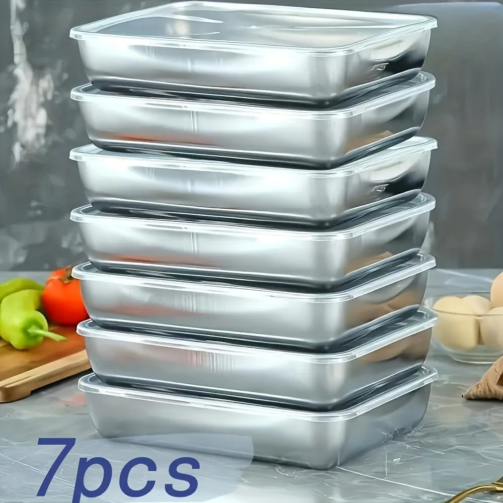 Lot de 5 contenants alimentaires en acier inoxydable, empilables et hermétiques, pour organiser le réfrigérateur et le congélateur, préparer les salades, les fruits et les repas