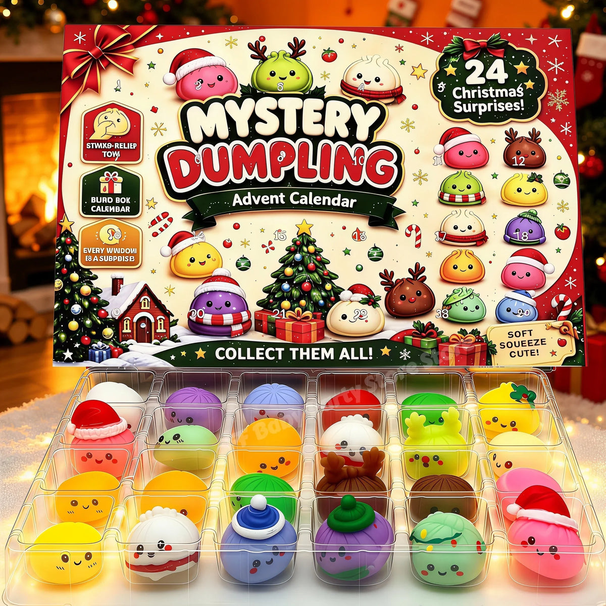 2026 Christmas Advent Calendar 24 Days Countdown Dumpling Squishy Stress Relief Fidget Mystery Surprise Gift Box Navidad Decor