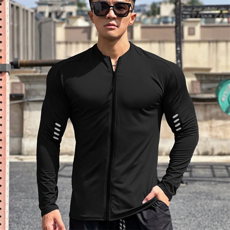 Sports hoodie men's, long sleeve, zip