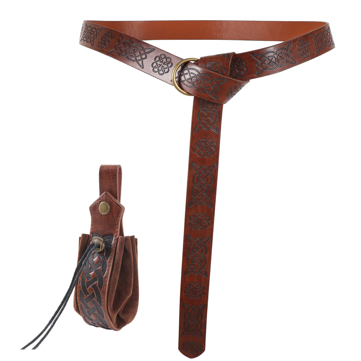 5PCS Men's Renaissance Costume Sets Medieval Arm Wrist Halloween Viking Belt Faux Leather Belt Pouch LARP Cosplay Accessories