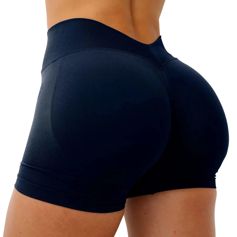 Short de sport femme sans couture, short de yoga et d'entraînement fitness, vêtement de yoga, short de sport push-up effet fessier, legging court taille V