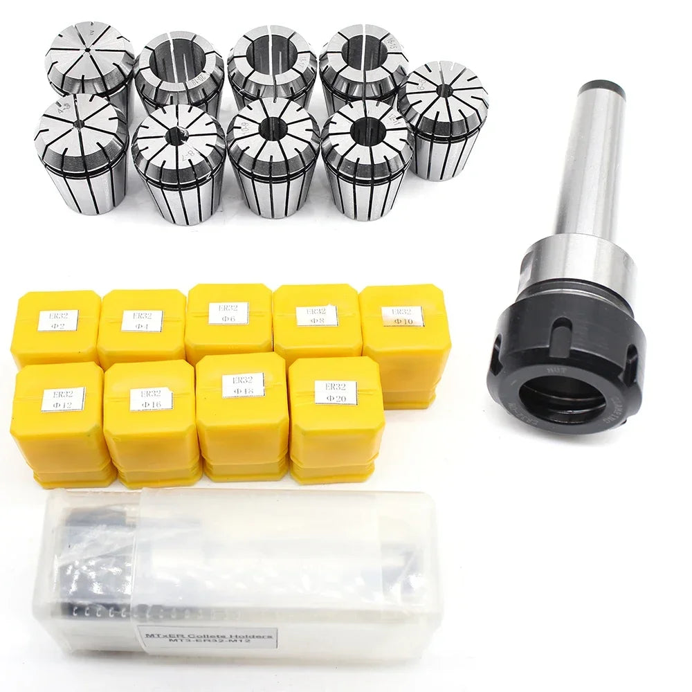 Set di pinze elastiche ER32 per mandrino MT3 con tirante M12