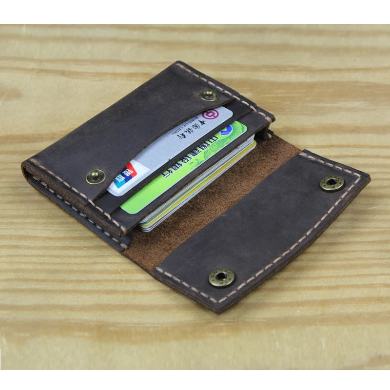 Luxury Handmade Crazy Horse Genuine Leather Card Holder Men Card ID Holders Women Business Card Wallet Card Case Purse Bag Gift