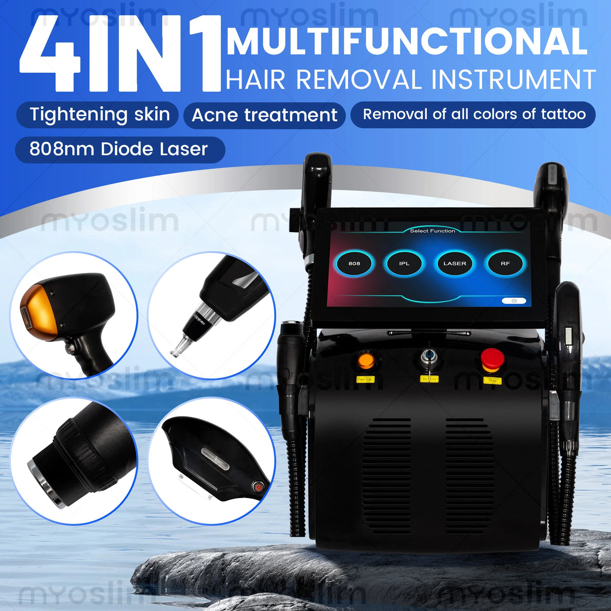 7000W 4 In 1 Diode Laser  Pico  IPL RF Beauty Device Hair Removal Tattoo Removal Skin Rejuvenation