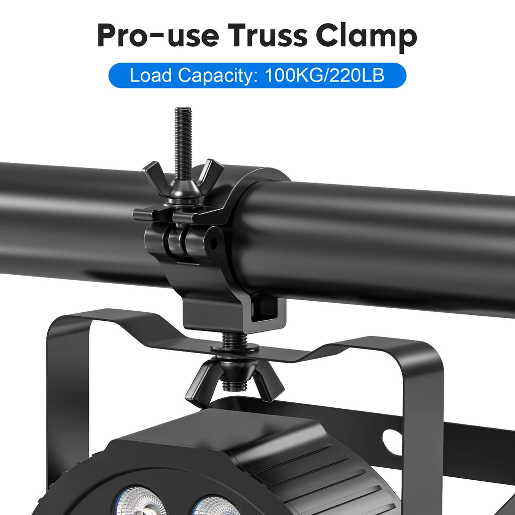 Yiflamefly 2Pcs Black Truss Clamps Heavy Duty Stage Lighting Hanging Hooks For String Lights Stage Light Projector Par Lights