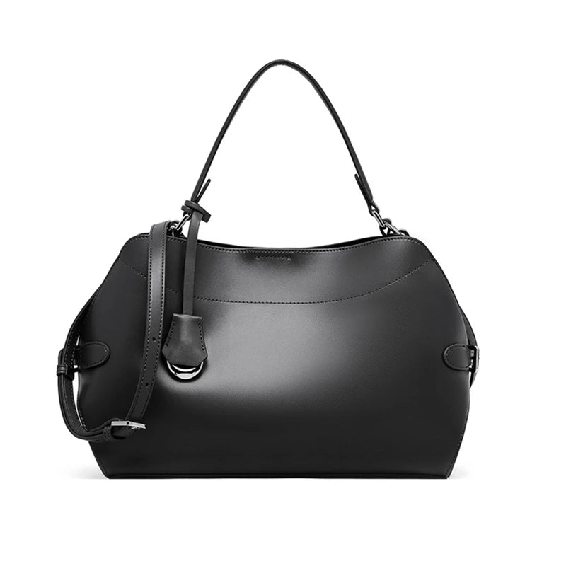 HIFASHION Medium Genuine Leather Shoulder Bag Women Elegant Top Handle Purses Daily Commuter Crossbody Luxury Ladies Handbags