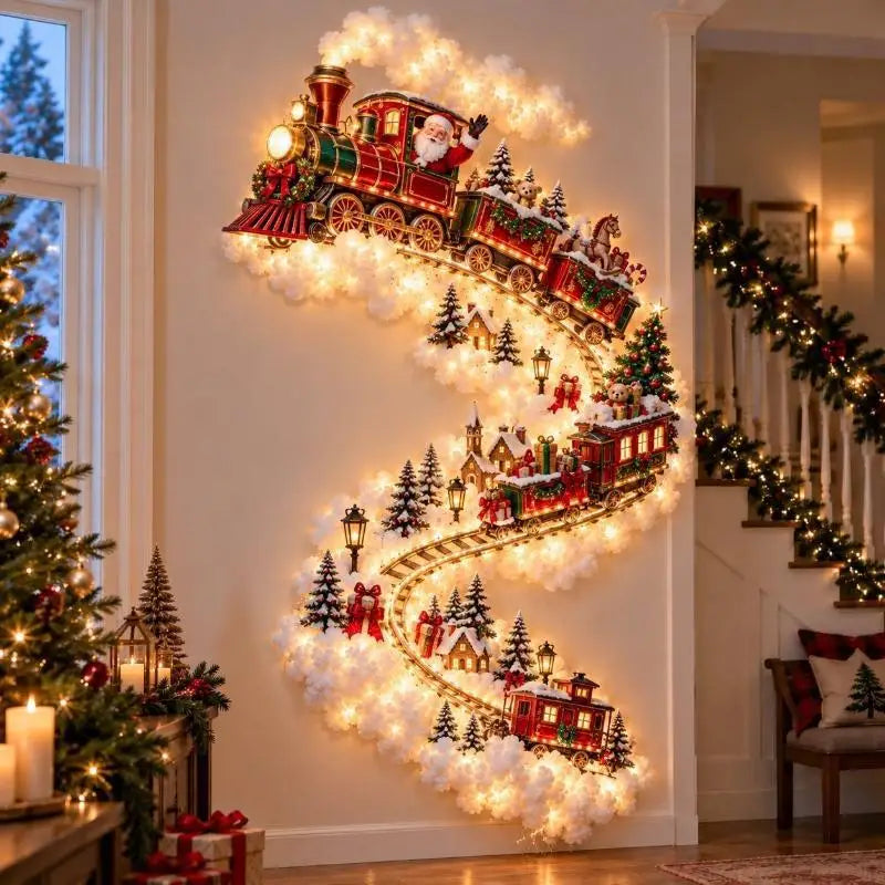 Christmas Magic Wall Trail DIY Light-emitting Birth Scene Wall Decor Christmas Spiral Trail LED Glowing Xmas Door Ornament