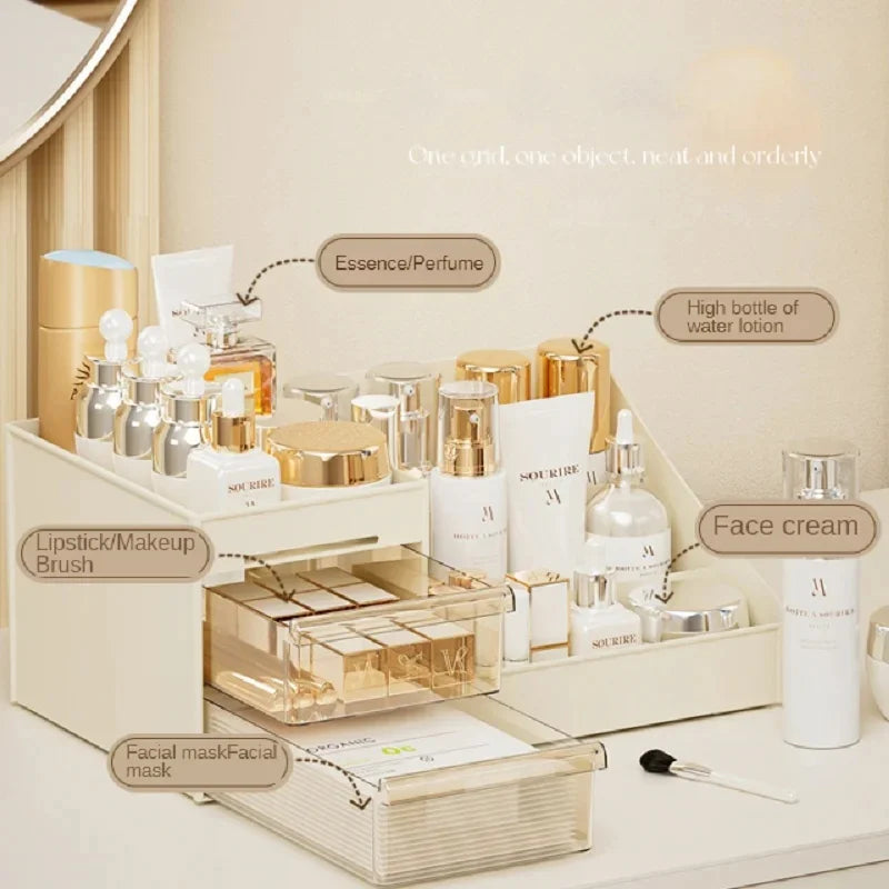 Transparent Desktop Makeup Storage Box Drawer Organizer Multi Layer Cosmetic Holder for Beauty Supplies Skincare Items
