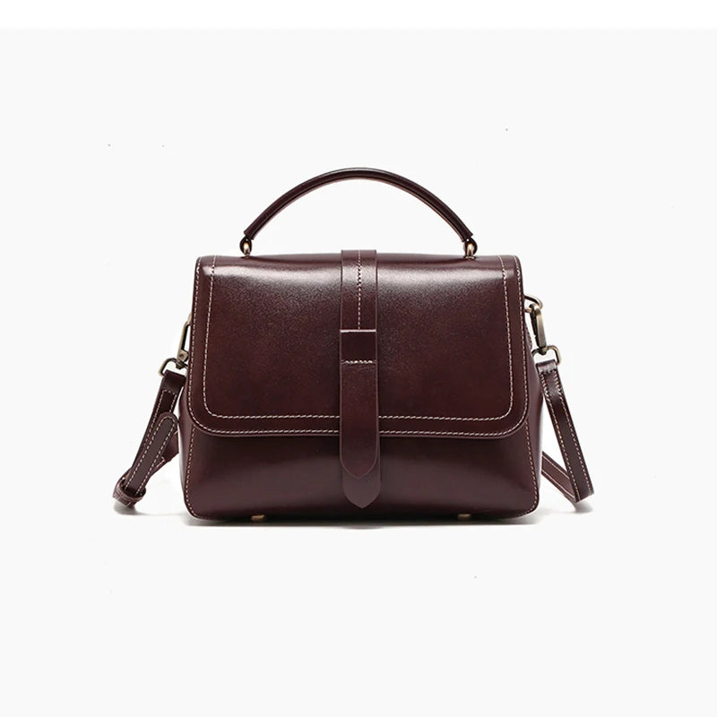 Genuine Leather Handbags Women Mini Square Flap Cross Body Bags Ladies Luxury Designer First Layer Cowhide Purses Shoulder Bag