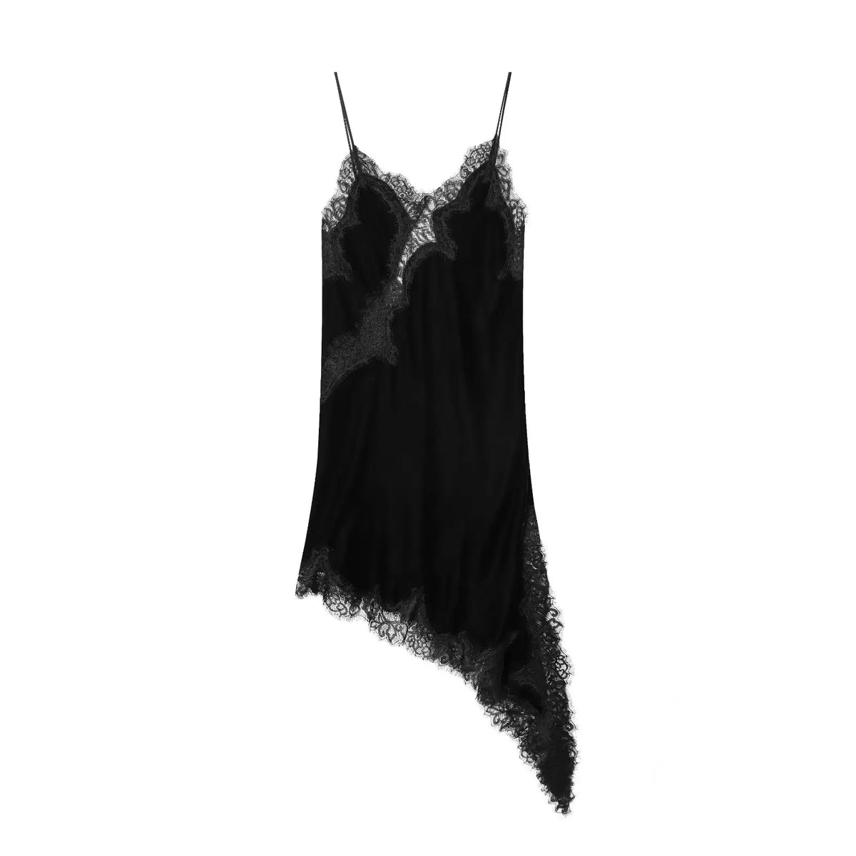 Abito corto in raso da donna con scollo quadrato e lacci