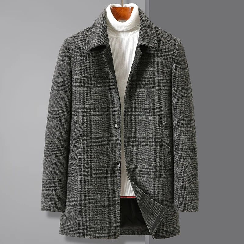 2025 New Arrival Winter Top quality white duck down liner wool trench coat men,male thicked warm overcoat size M-4XL  22837