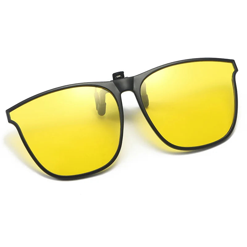 Polarized Clip-On Sunglasses for Men, Car Driver Goggles, UV400 Sunglasses, Anti-Glare Vintage Square Glasses