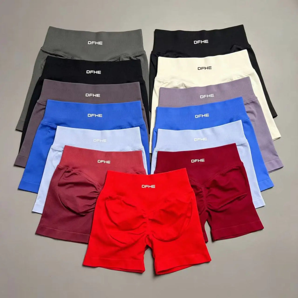 Pantaloncini yoga donna in nylon a vita alta