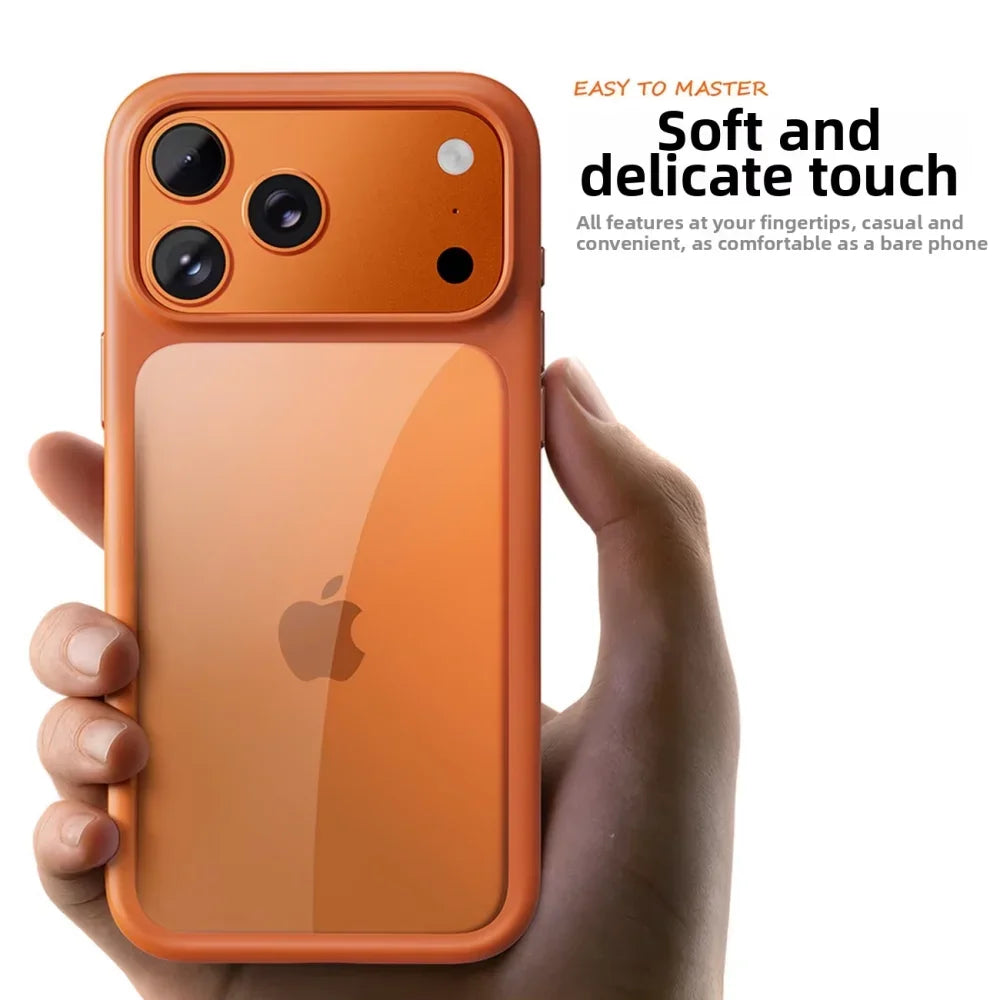 Luxury Burgundy Clear Phone Case For iPhone 17 18 Pro Max 17 18Pro Metal Buttons Skin Feel AI Touch Shockproof Protective Cover