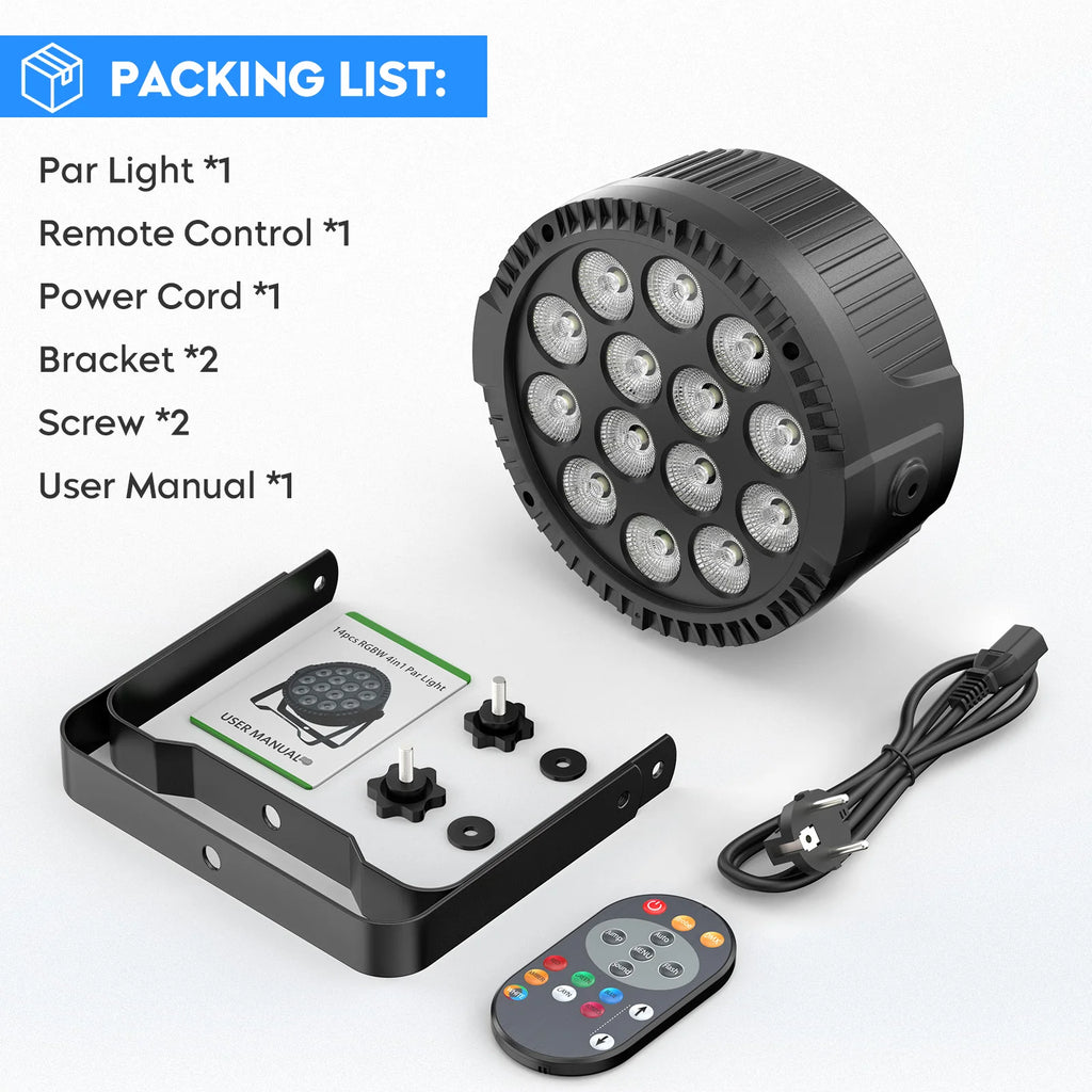 U'King 80W Par Scheinwerfer 4-in-1 RGBW 14 LED Bühneneffektlicht DMX512 Par Licht mit Fernbedienung für KTV Bar DJ Disco