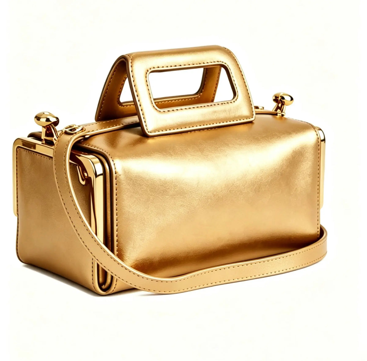 Alirattan 2026 New Arrival Women Black Retro Handle Handbag, Luxury Designer Gold Hardware Structured Shoulder Crossbody Bag