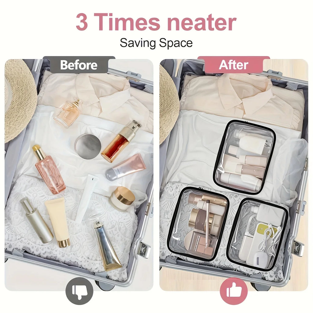 1 trousse de premiers secours en PVC transparent, pochette de voyage imperméable pour médicaments, organisateur de maquillage et de cosmétiques avec fermeture éclair, trousse de toilette pour femme