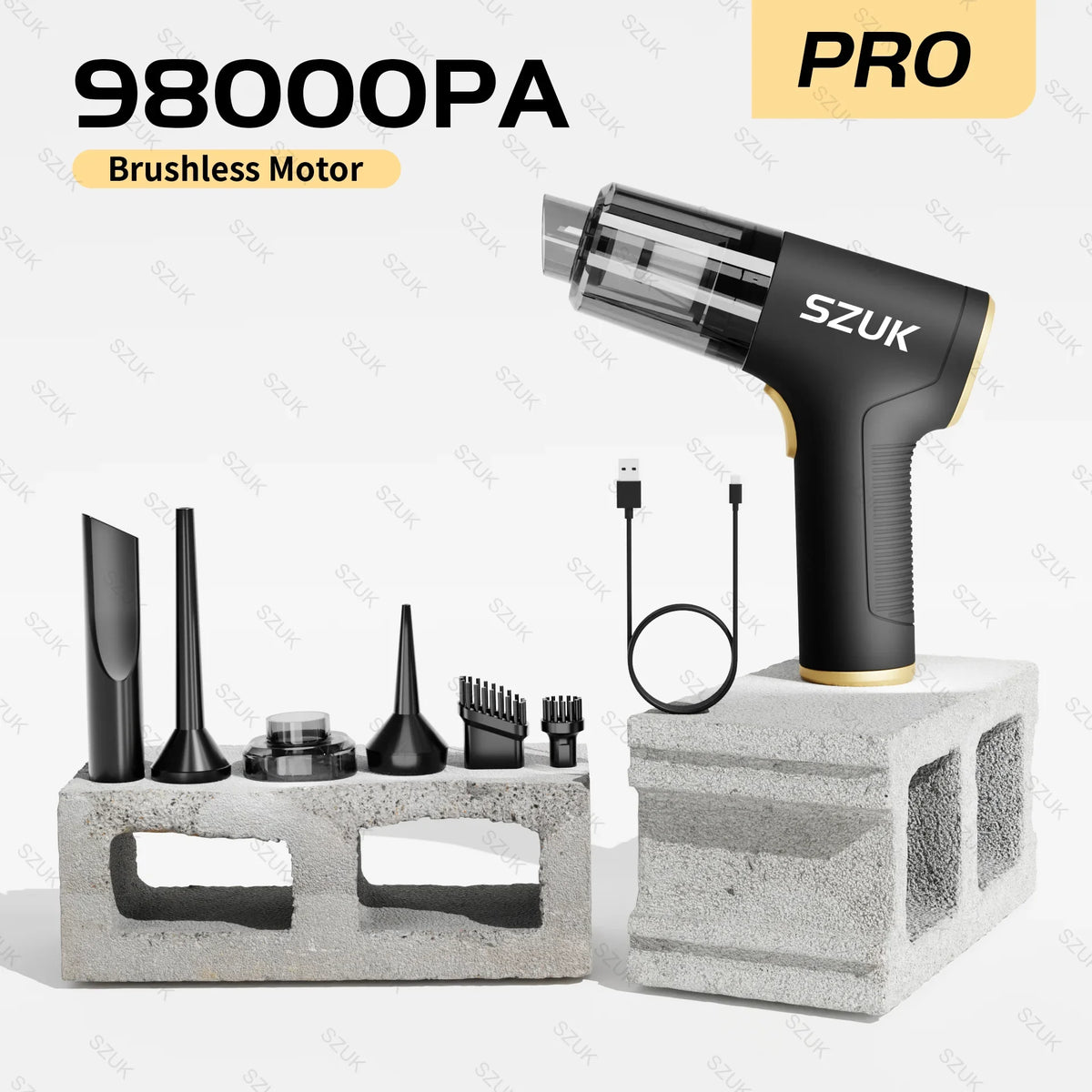 SZUK 98000PA Car Vacuum Cleaner Wireless Mini Powerful Cleaning Machine Handheld Portable Car Blow Computer Home Appliance
