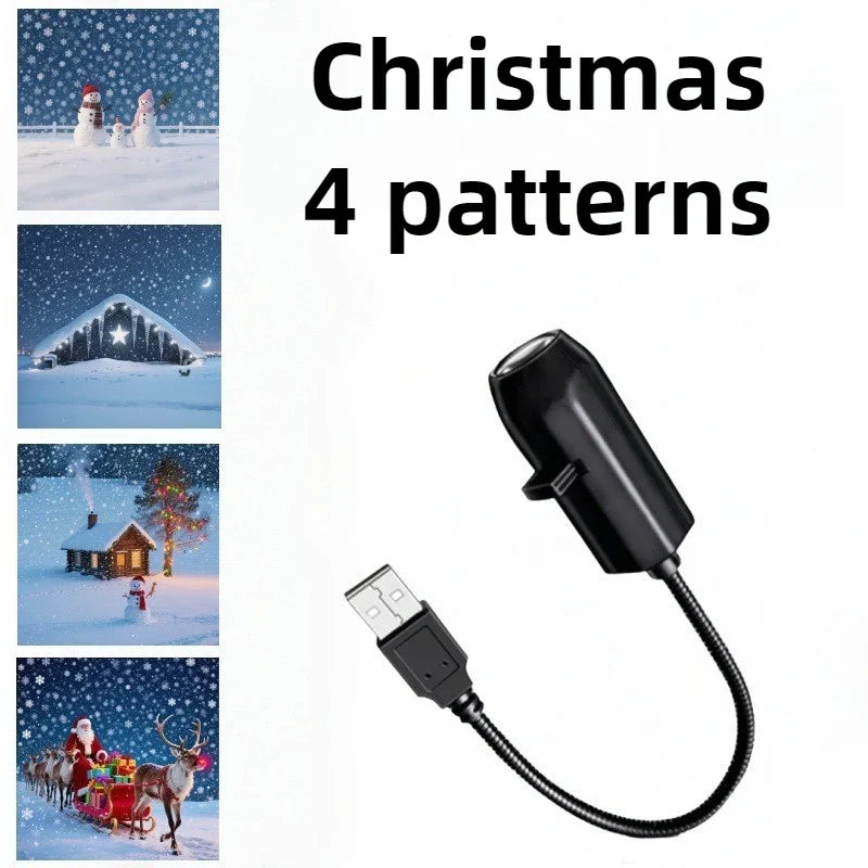 Christmas Projector Decoration, Flexible Glowing Christmas Snowman and Santa Pattern Projection Ornament for Bedroom Parties and Christmas Decorations