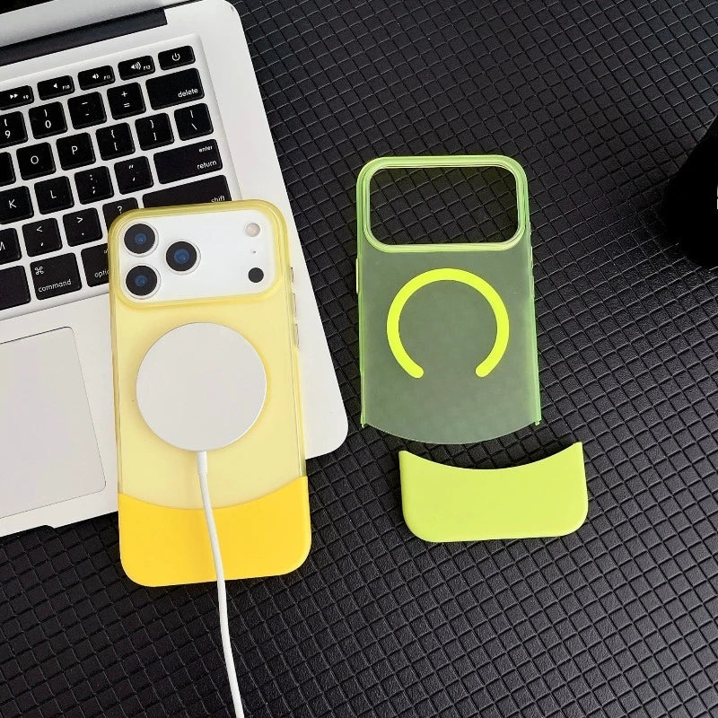Hot Selling Matte Touch Creative Splice For MagSafe Phone Case For iPhone 18 Pro Max 17 16 15 14 13 Wireless Charging Back Cover