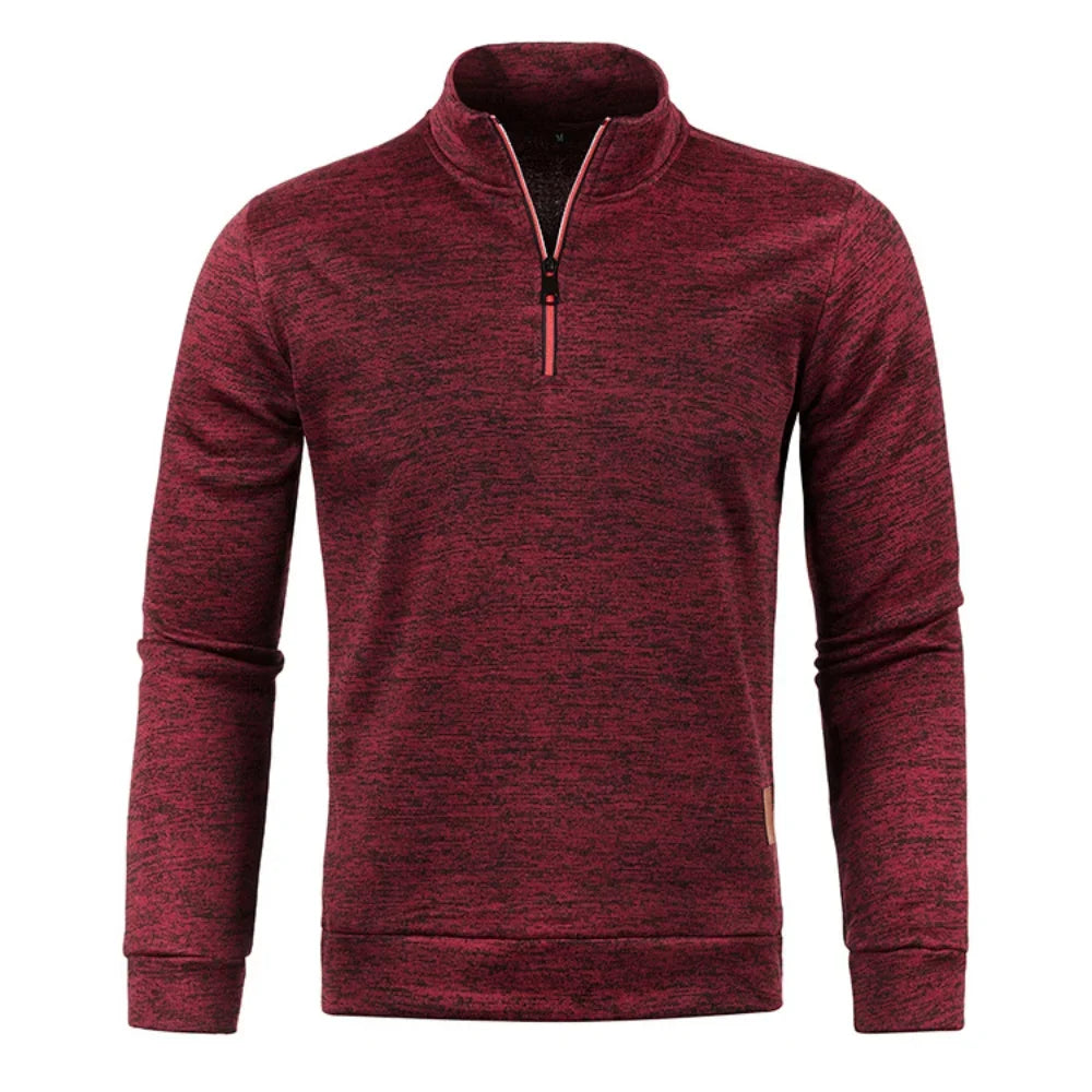 Men Autumn Winter Solid Color Sweatshirts Long Sleeve Half Zipper Stand Collar Pullover for Men Casual Classic Male Clothing