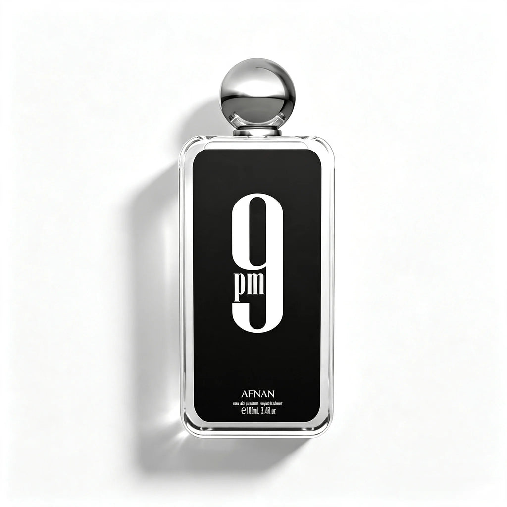Afnan 9 PM Eau De Parfum Spray para Hombre 3.4 Fl Oz (100ml), Perfume Amaderado Ámbar Especiado de Larga Duración
