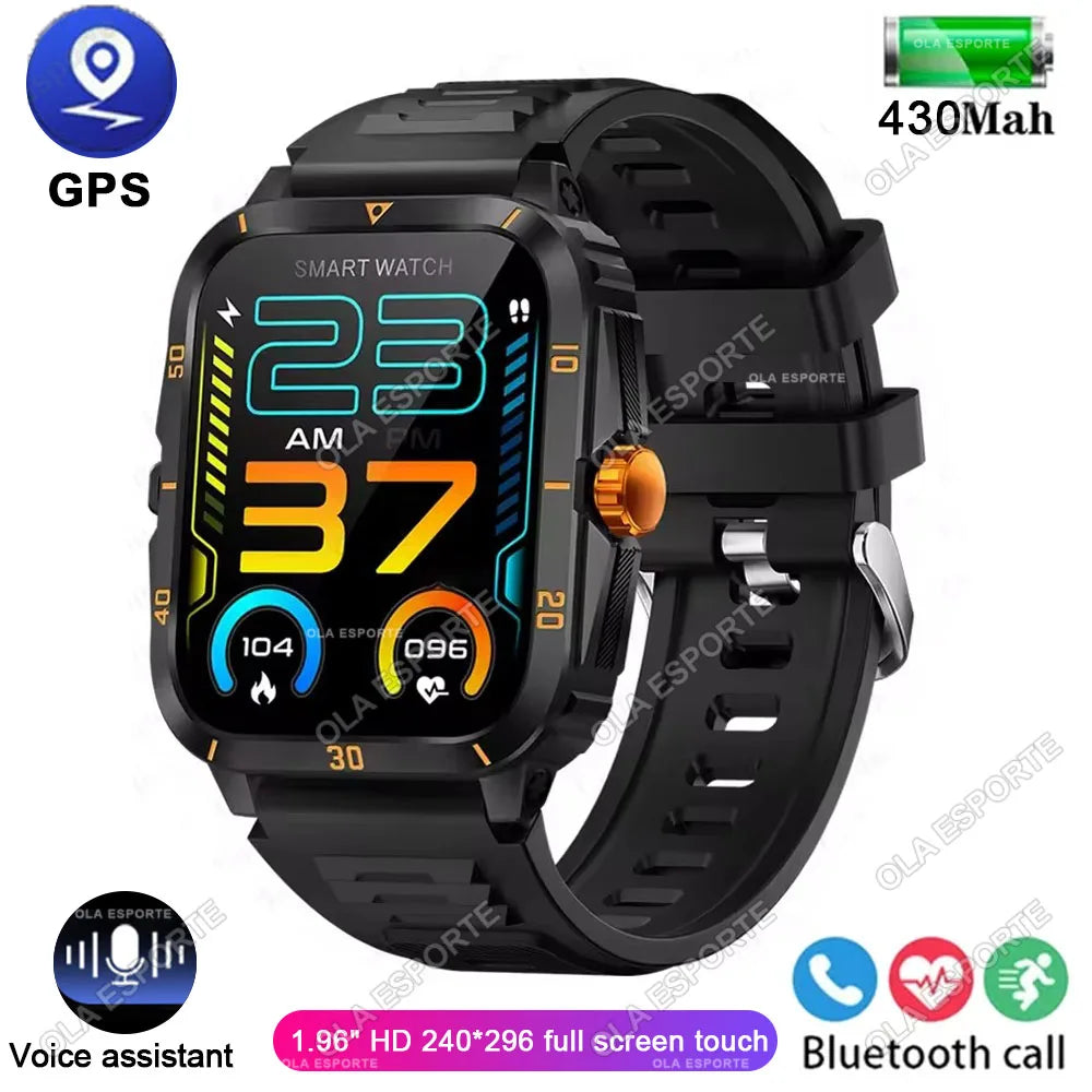 2026 Outdoor Military Watch 1.96" Smartwatch Men Bluetooth Call Health Monitor Smart Watch Sport Fitness Waterproof Watches Hw12