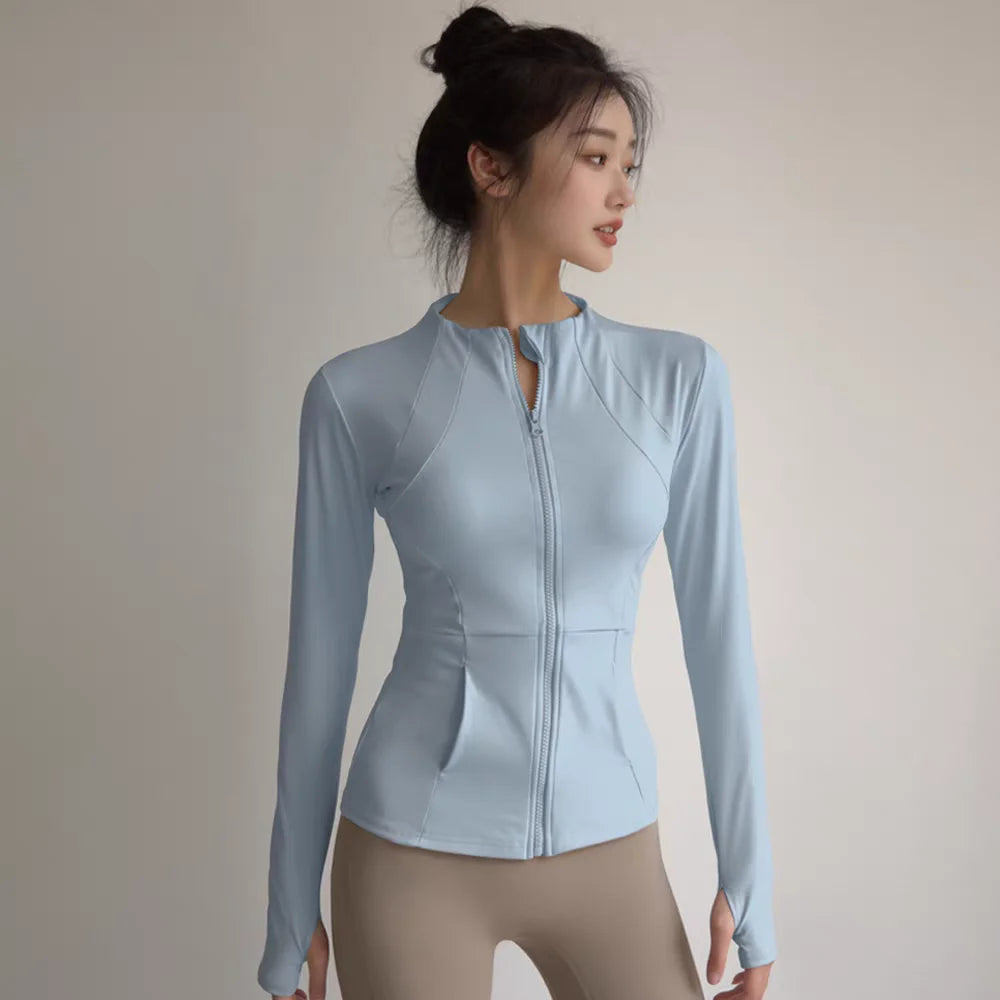 Giacca sportiva donna aderente con zip