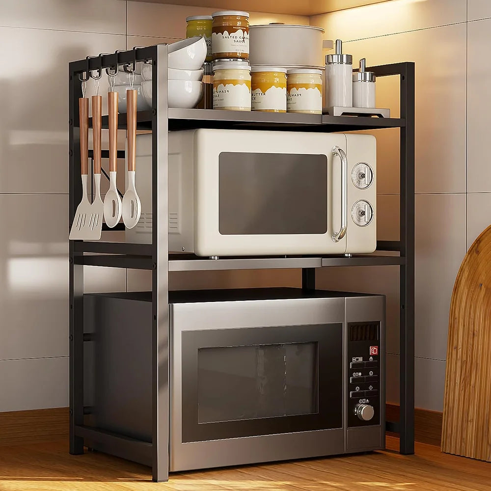 Étagère de rangement pour four à micro-ondes à deux niveaux, extensible, à poser sur le plan de travail, accessoires de cuisine
