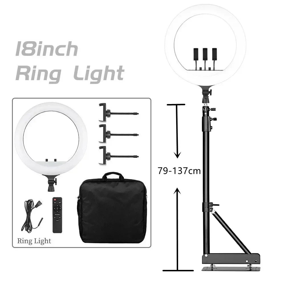 SH 18" LED-Selfie-Ringlicht Fotografie Videoleuchte Ringlicht Handy-Stativ Fülllicht dimmbare Lampe Stativ Streaming