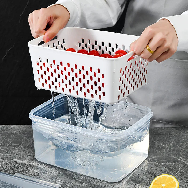 Lot de 6 contenants de grande capacité pour le rangement des fruits au réfrigérateur avec passoire amovible, garde les fruits rouges frais plus longtemps