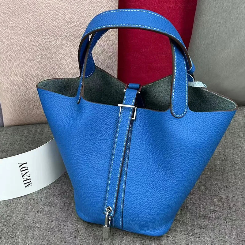 Women's Bag Bucket Bags Female Tote Bag High Quality Hand Bag Ladies Designer Luxury Genuine Togo Leather Shoulder Bag Organizer
