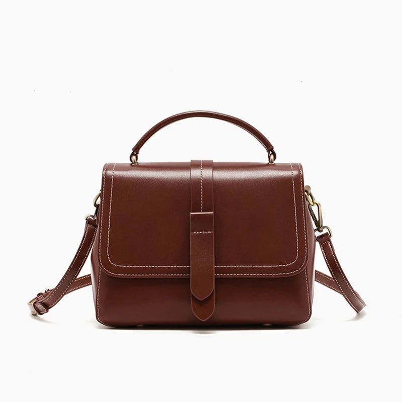 Genuine Leather Handbags Women Mini Square Flap Cross Body Bags Ladies Luxury Designer First Layer Cowhide Purses Shoulder Bag