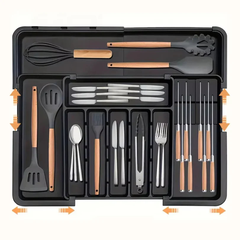 Expandable Plastic Kitchen Drawer Cutlery Tray