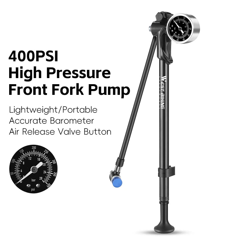 Pompe à vélo WEST BIKING 300 PSI/400 PSI haute pression pour fourche avant, portable, avec valve Schrader, accessoires de vélo
