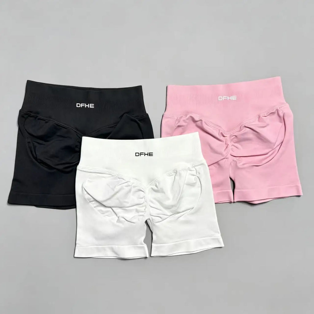 Pantaloncini yoga donna in nylon a vita alta