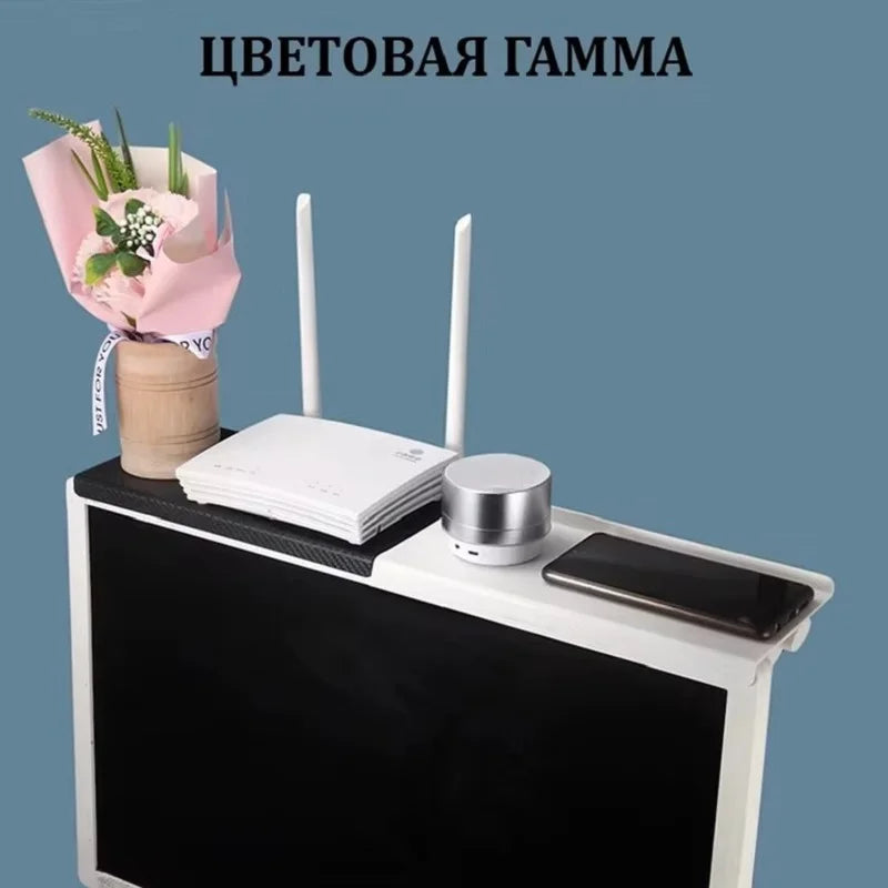 Étagère de rangement supérieure réglable pour écran de TV et moniteur d’ordinateur, support de bureau pour routeur et organisateur domestique
